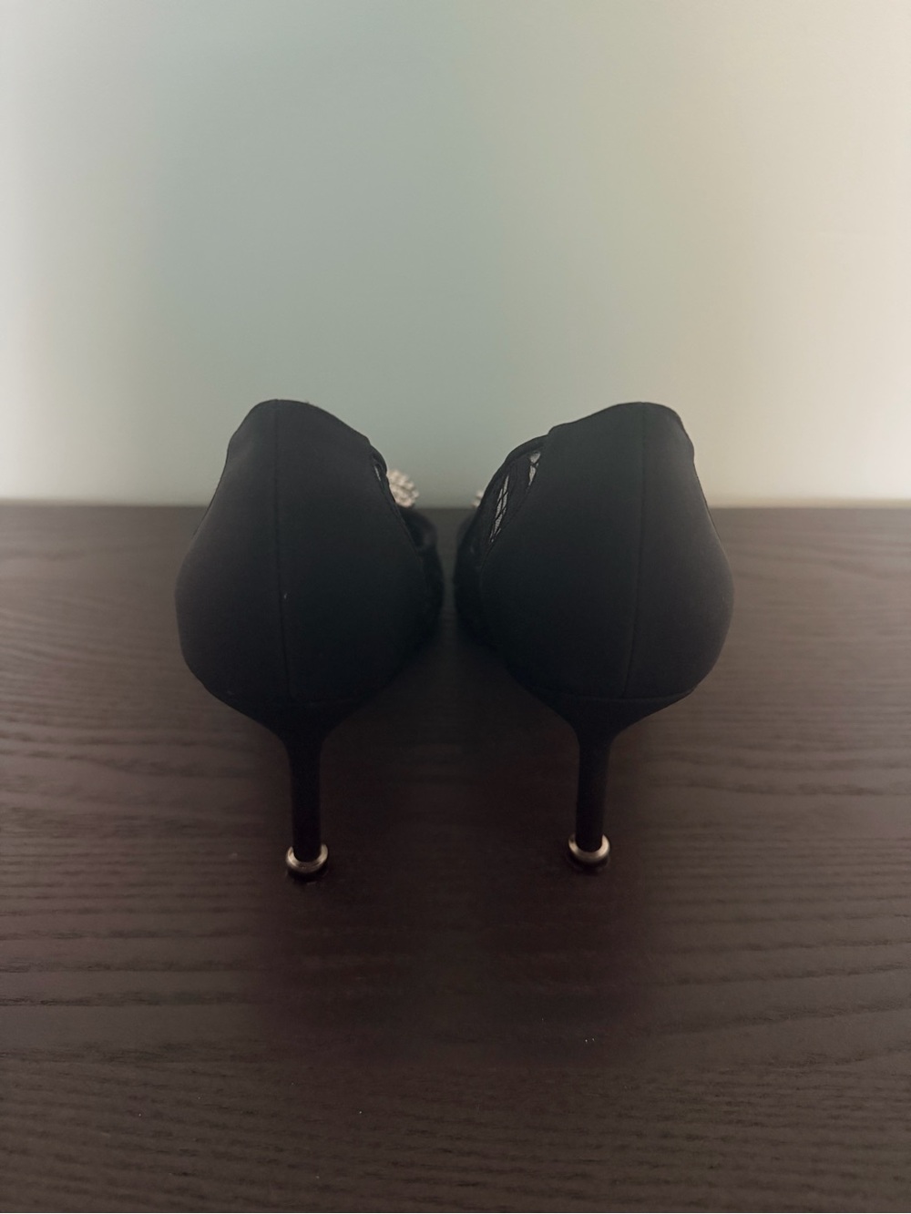 Manolo Blahnik Black Lace Pumps with Crystal Buckle - Picture 7 of 12
